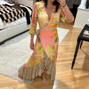 Farm Rio v neck wrap summer dress